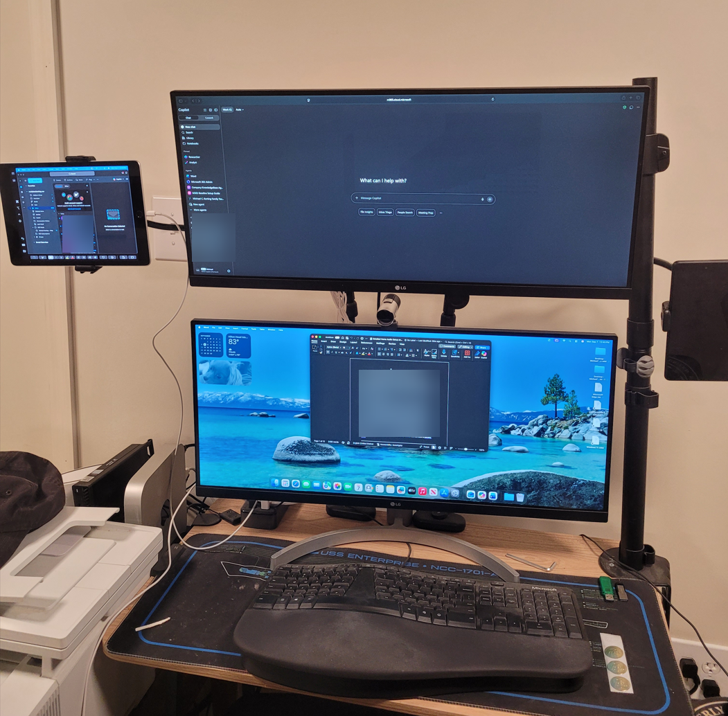 Mac mini and iPad configured as a Sidecar display in the home lab